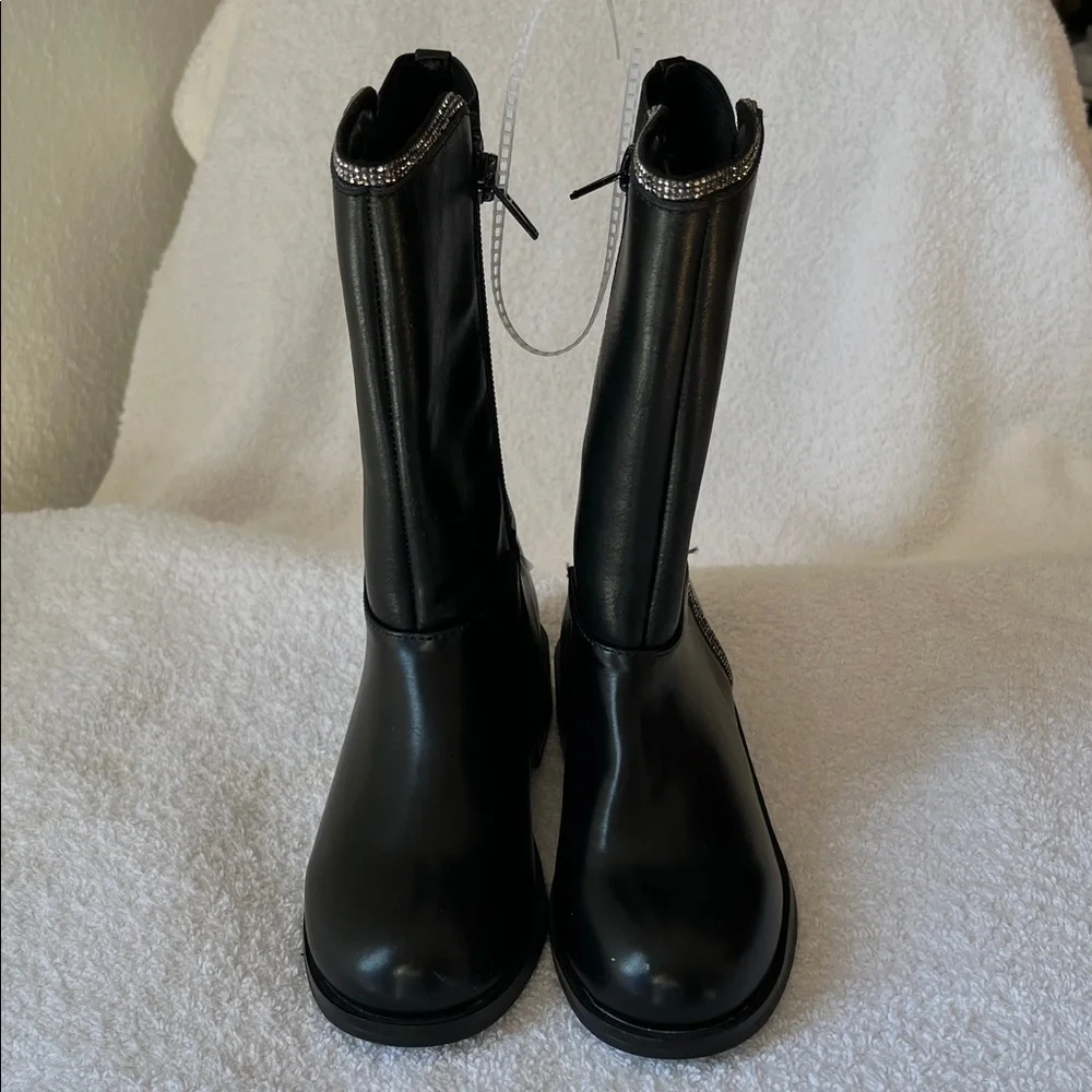 Steve Madden Black Kids Boots with Silver Trim